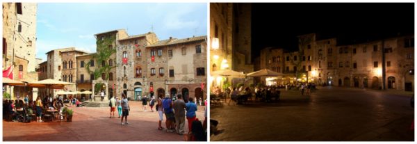 San Gimignano || creative commons photos by Justin Ennis (left) & Danilo Paissan (right)